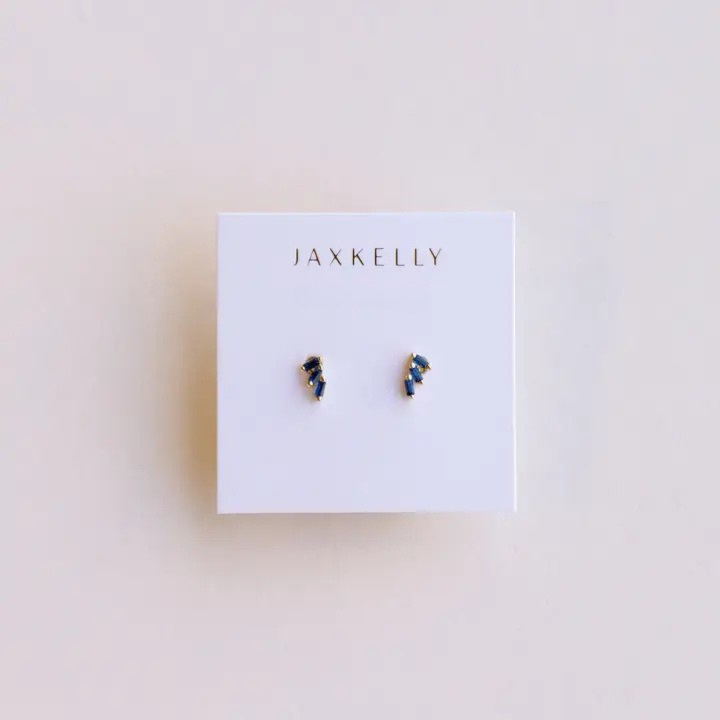 Offset Trio - Sapphire - Gold Earrings