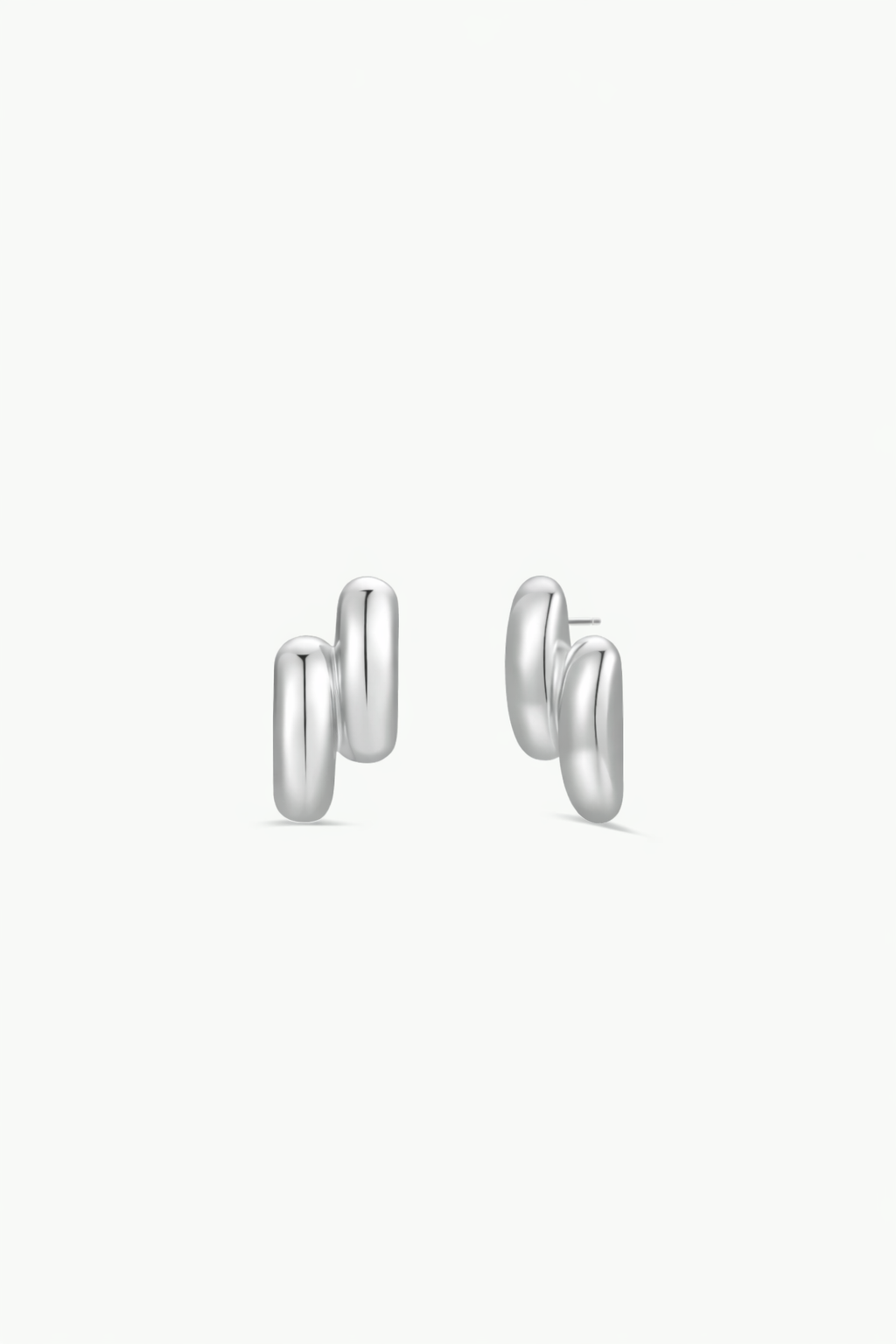 Silver Double Bold Bar Earring