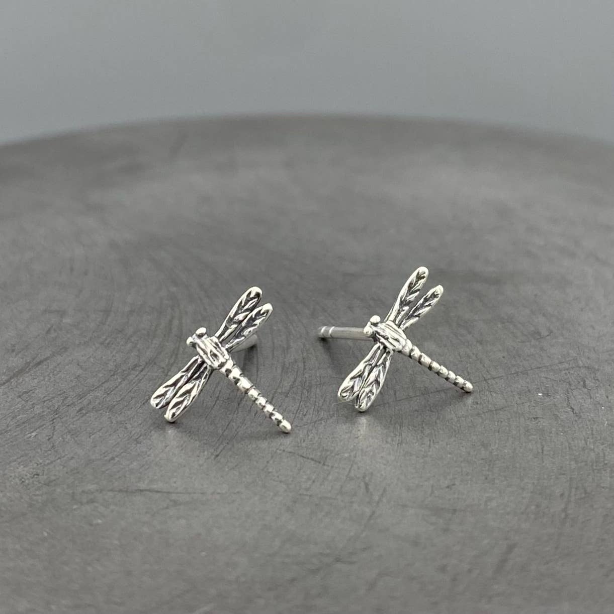 Silver Oxidized Dragonfly Studs
