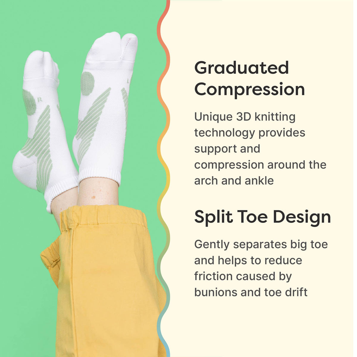 Split-Toe Bunion Relief Socks - 1 Pair