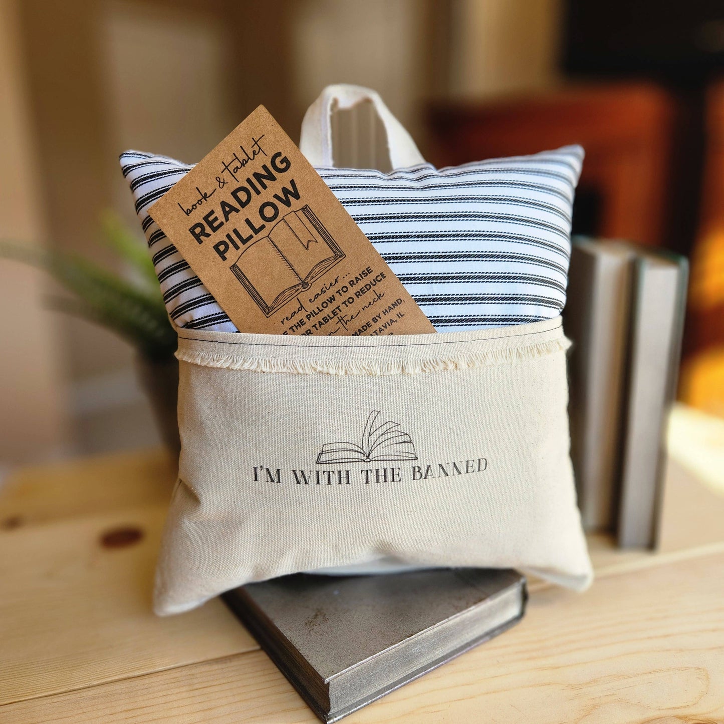 I'm With the Banned, Reading Pillow, b/w ticking