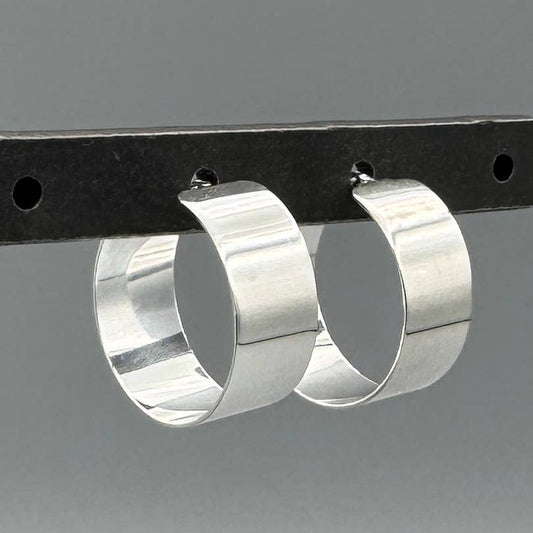 Silver Wide French Lock Hoops
