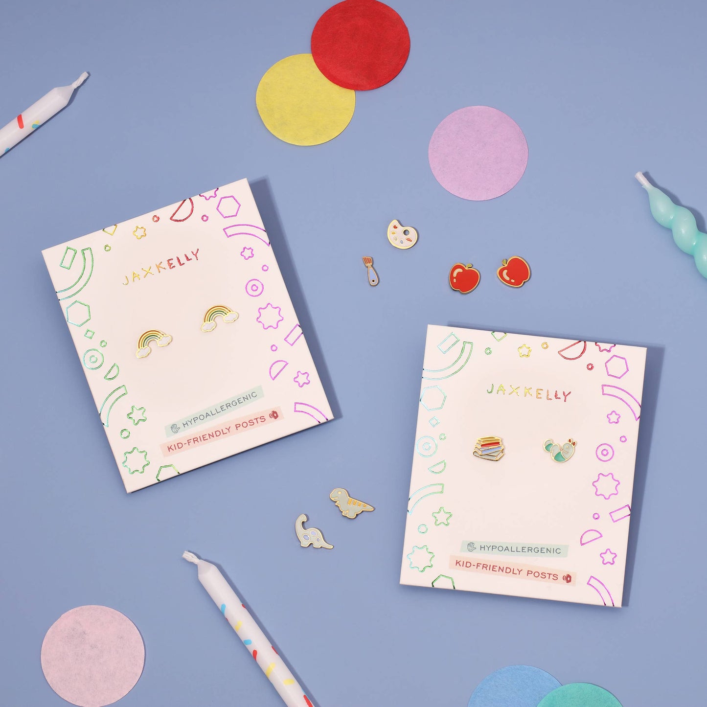 Bookworm Enamel Flat Back Kids Earrings