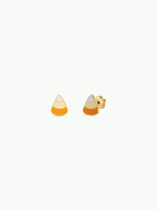 Candy Corn Enamel Flat Back Kids Earrings