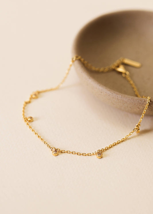 Round Champagne Drop Bracelet - 18k Gold Plated