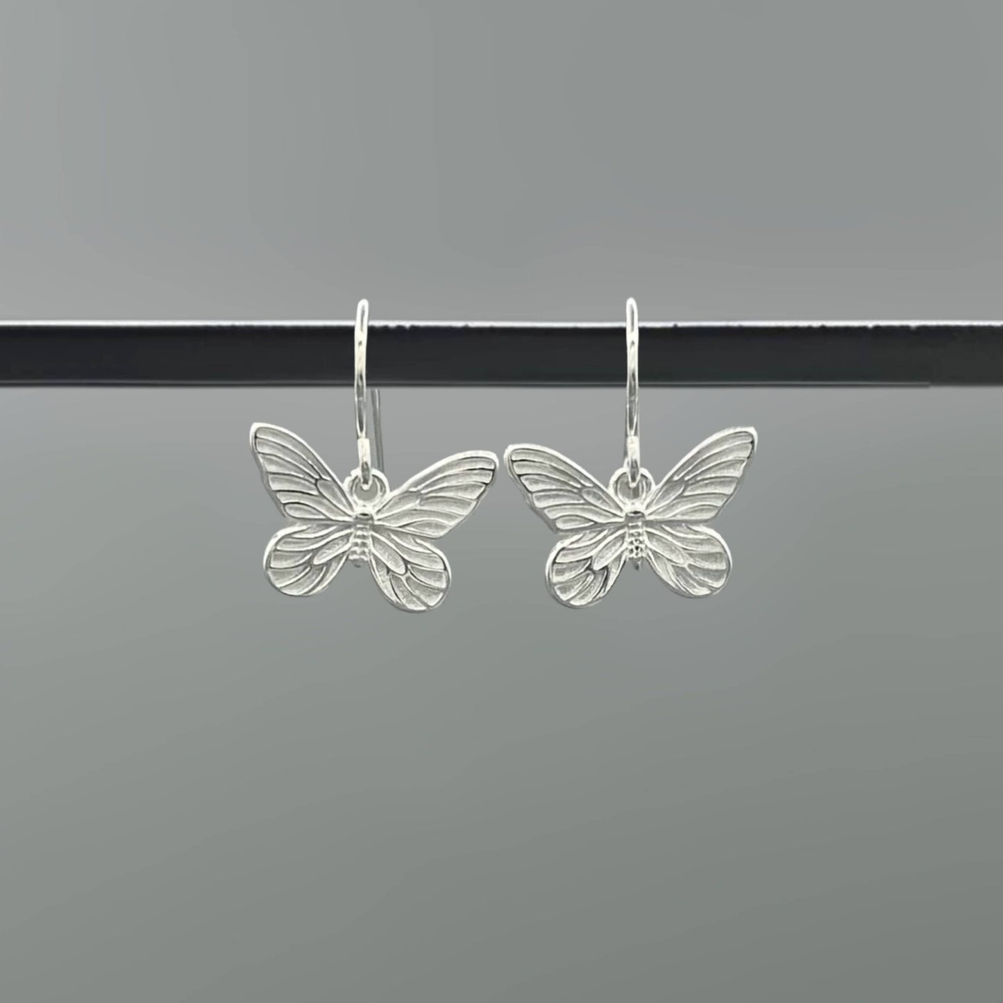 ES700-Silver Butterfly Dangle Earrings