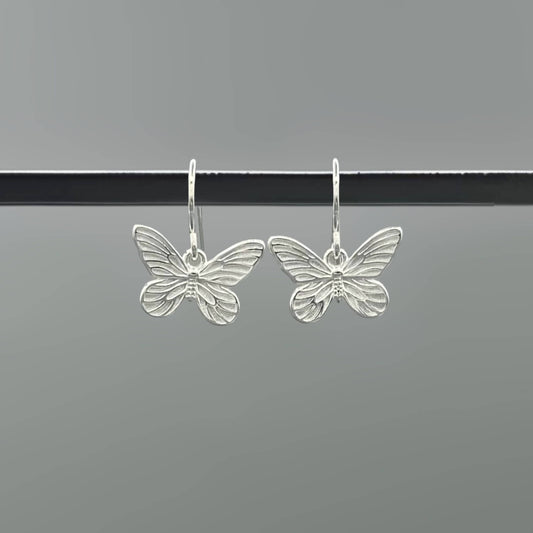 ES700-Silver Butterfly Dangle Earrings