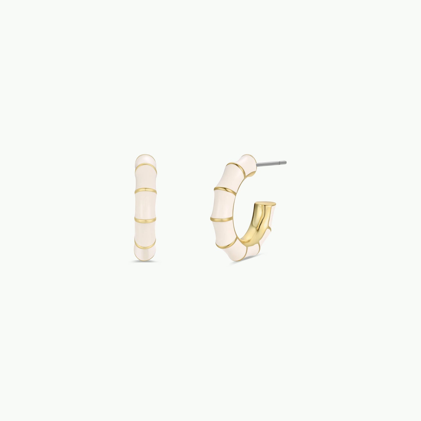 Vintage Hoop Earrings - Cream Enamel