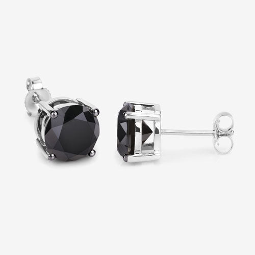 5.41 Carat Genuine Black Diamond 14K White Gold Earrings