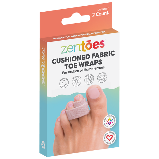 Reusable Fabric Toe Wraps for Broken or Hammertoes - 2 Pack