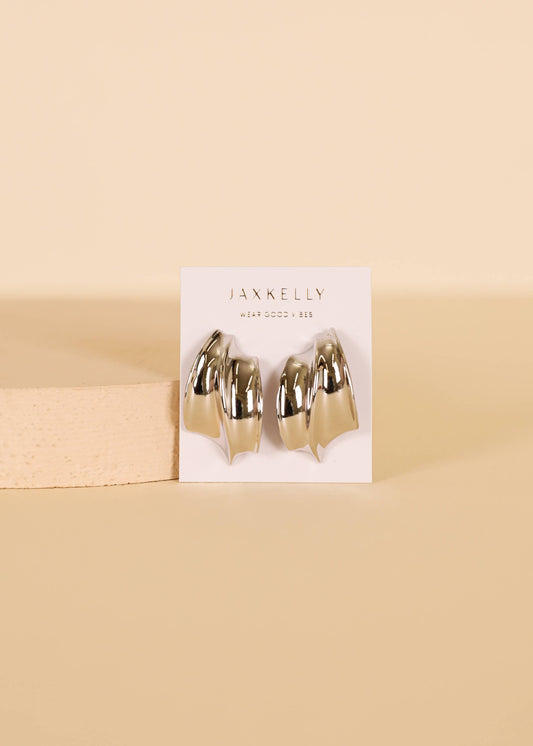 Silver - Bold Wave - Earrings