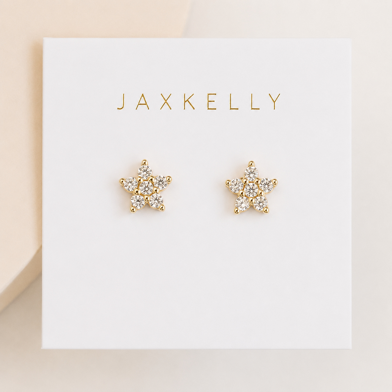 Pave Stud - Flower - Gold Earrings