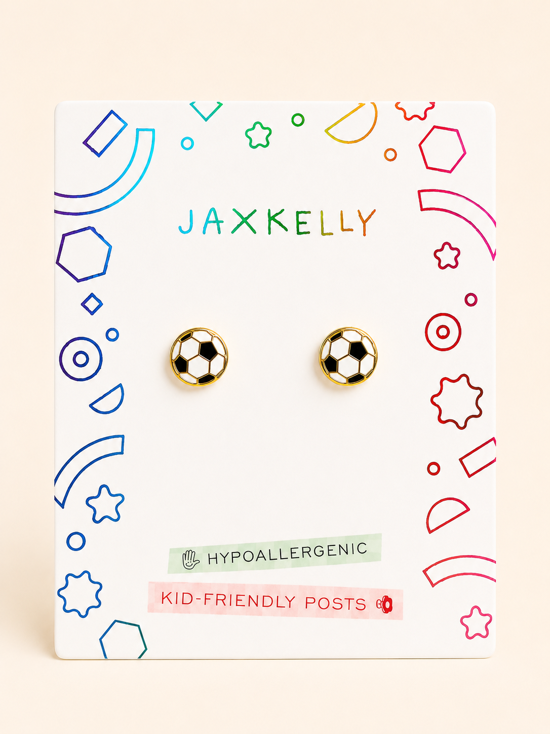 Soccer Ball Enamel Flat Back Kids Earrings