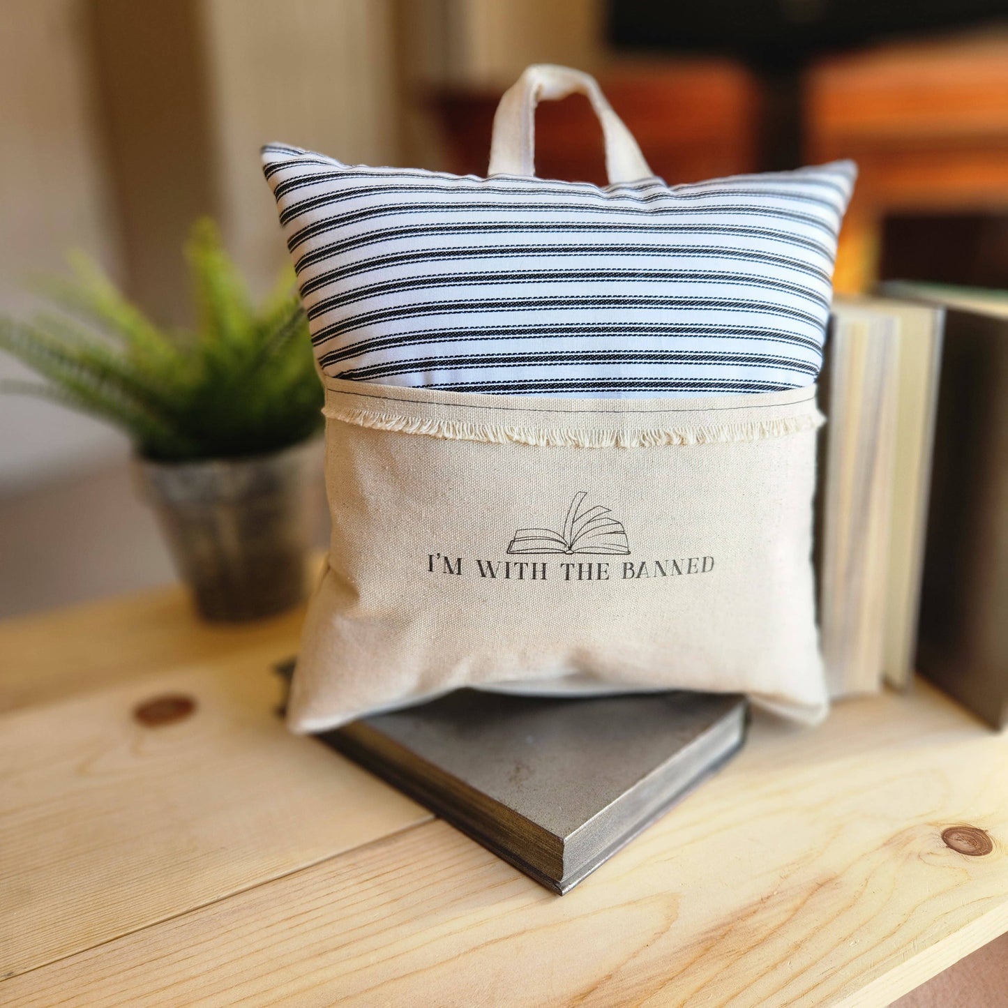 I'm With the Banned, Reading Pillow, b/w ticking