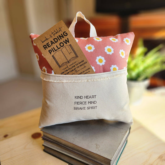 Kind Heart, Fierce Mind, Reading Pillow, Daisy Print