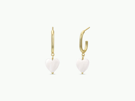 Heart Drop - Mother of Pearl - Gold Earrings