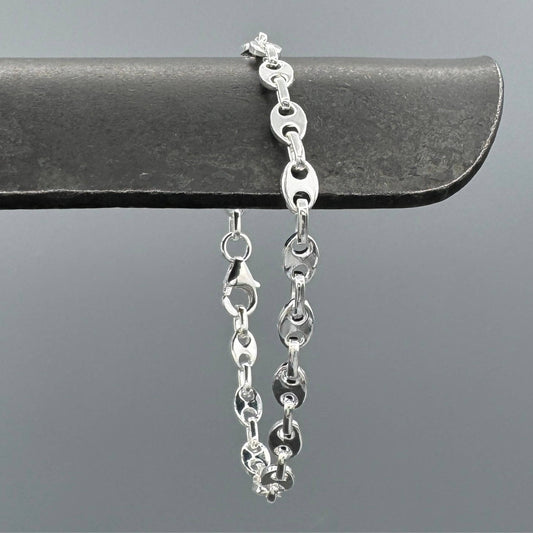 Silver Puffy Mariner Link Bracelet