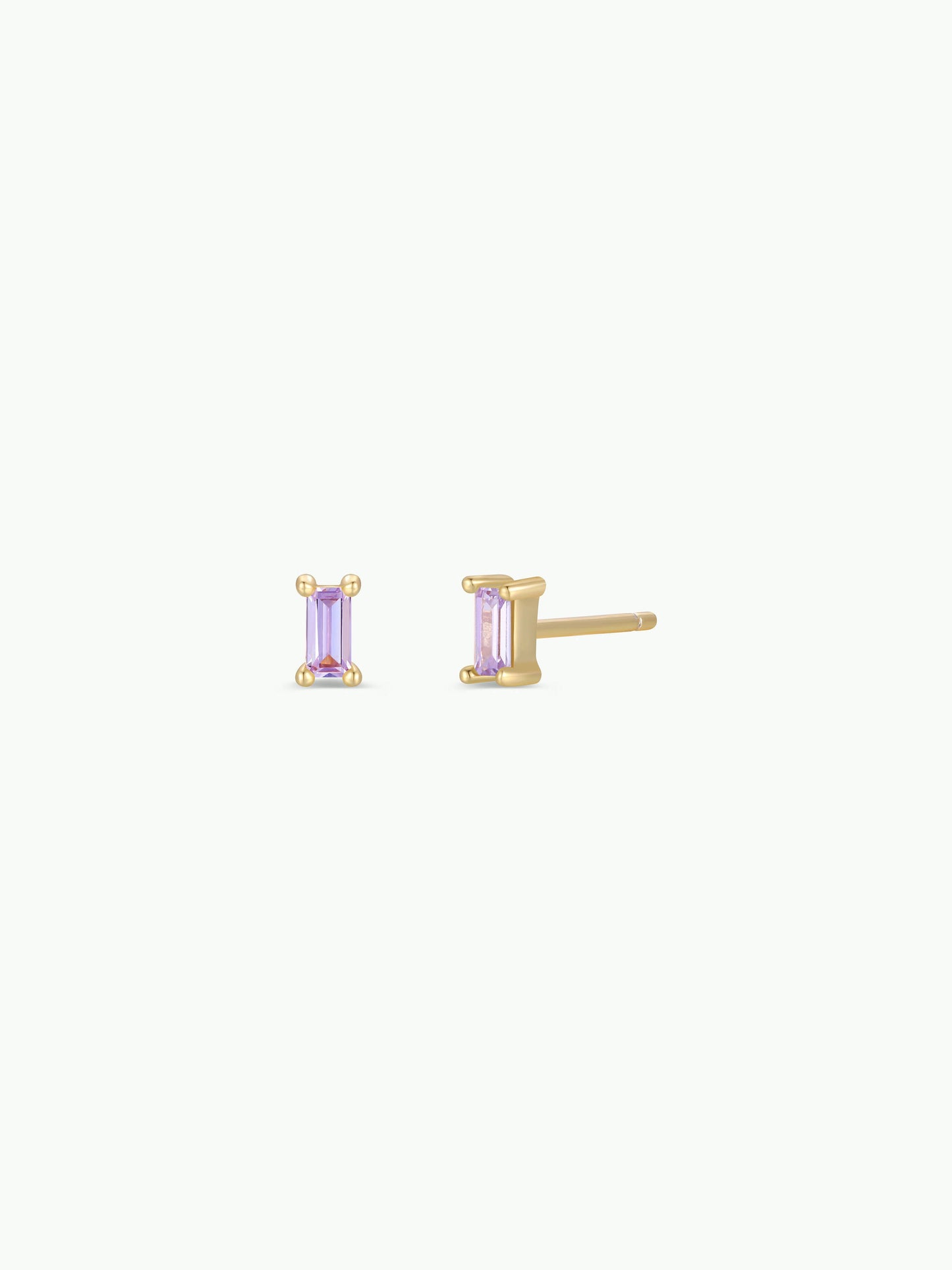 Baguette - Lilac - Gold Earrings