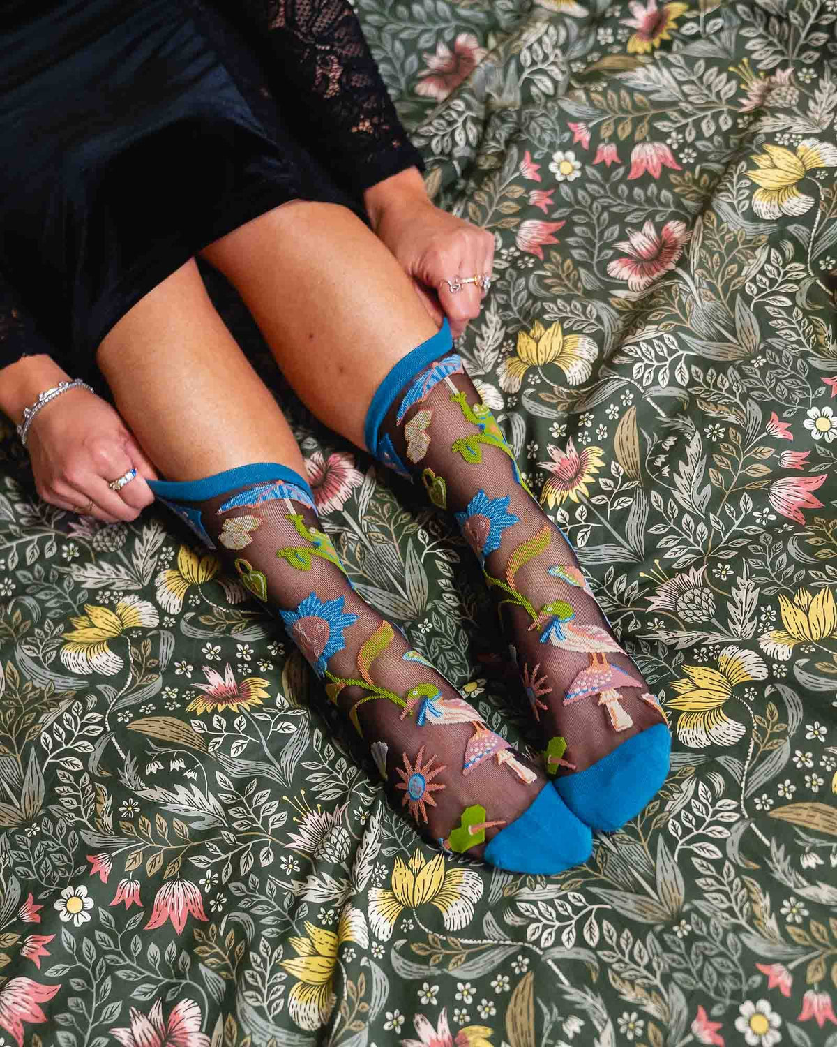Dark Fairytale Shimmer Sheer Crew Sock