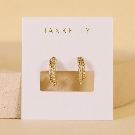 Double Champagne Hoop - Gold Earrings