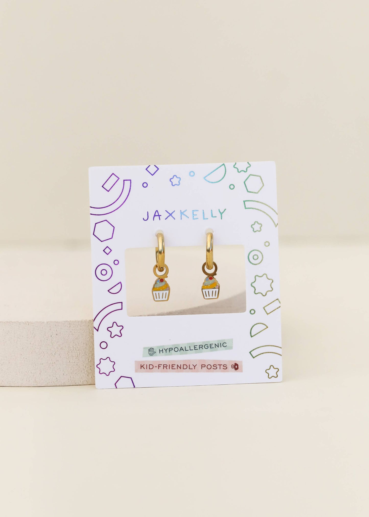 Cupcake Enamel Charm Hoop