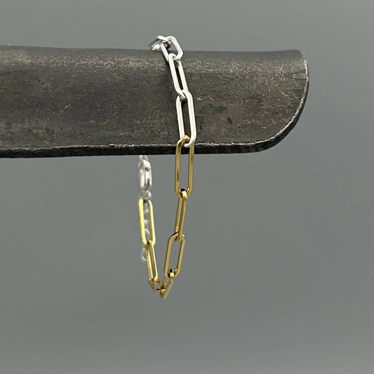 Two Tone Long Paperclip Bracelet