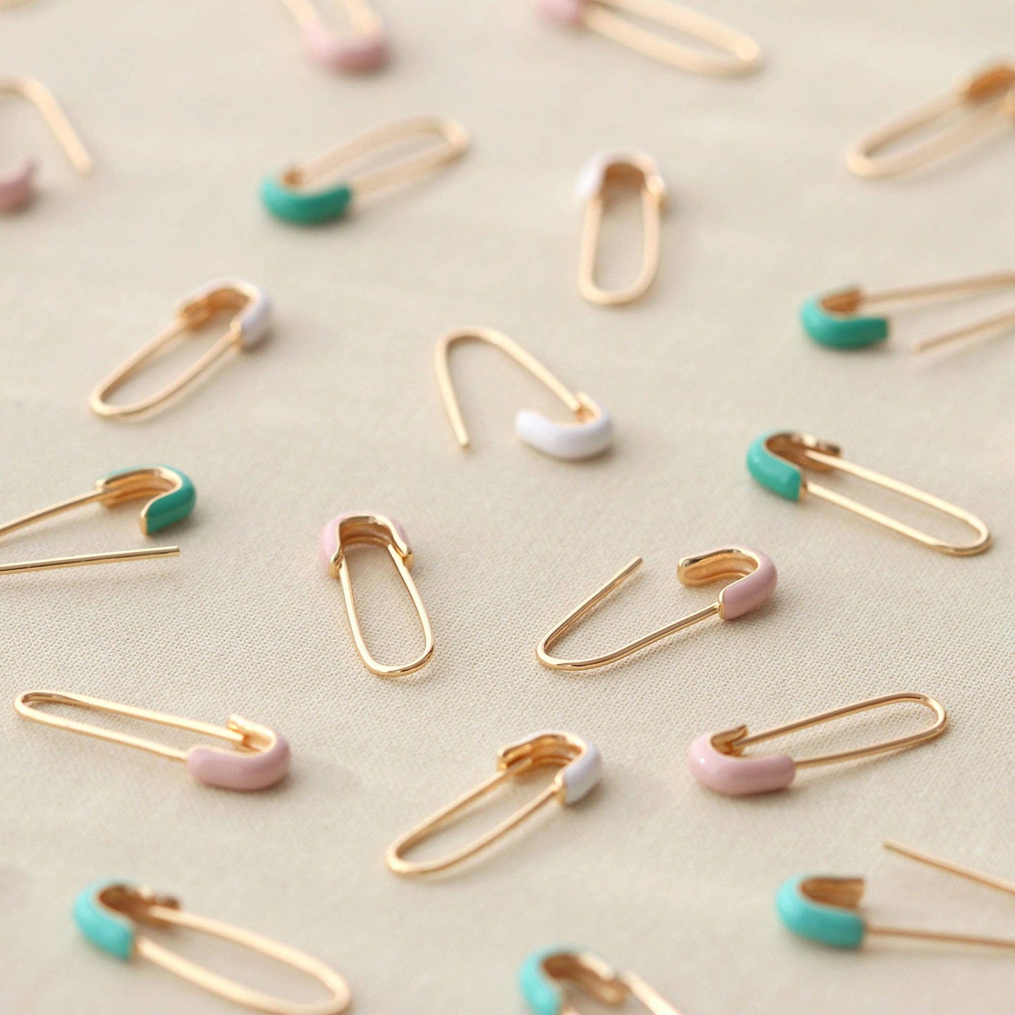 Safety Pin Enamel Hoop Earrings