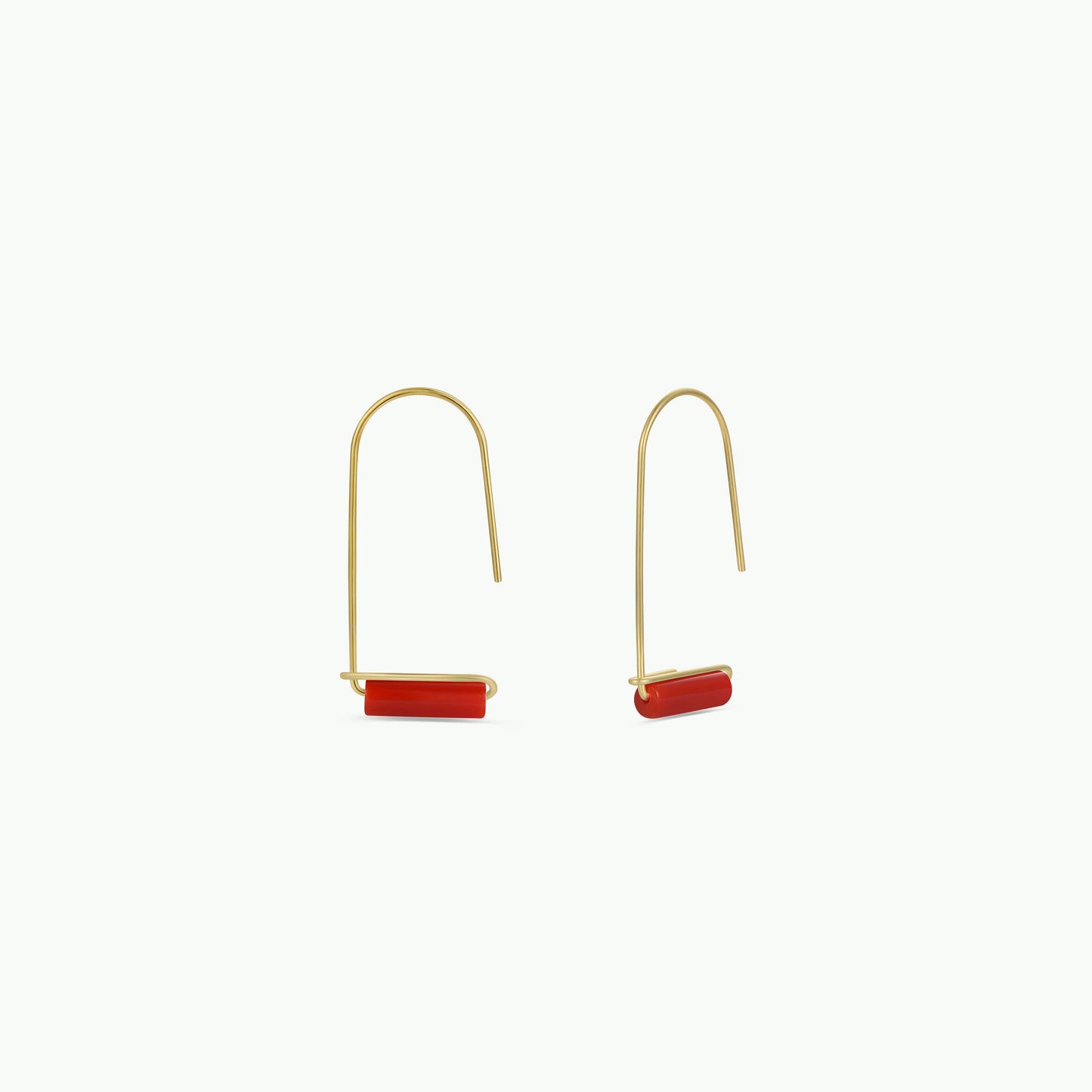 Drop - Carnelian Agate - Gold Earrings