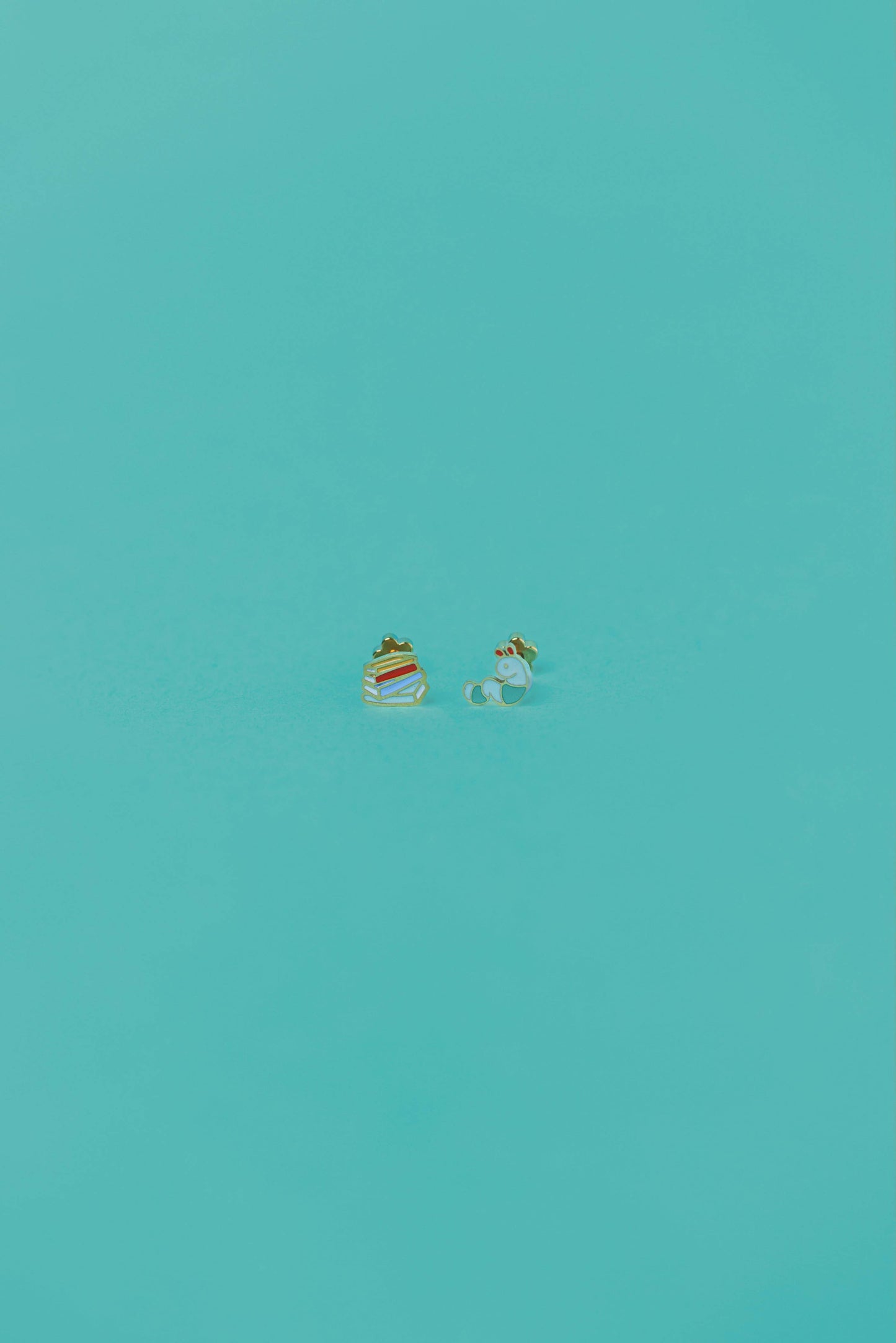 Bookworm Enamel Flat Back Kids Earrings