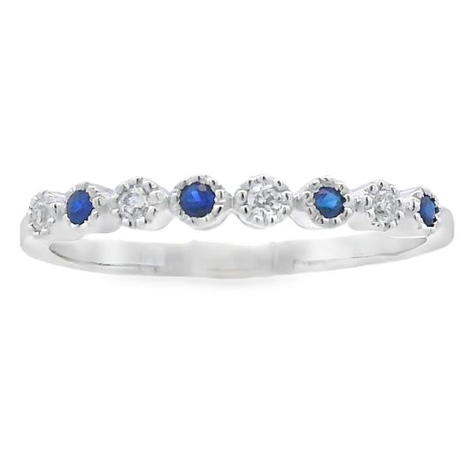 Sapphire Diamond stackable band set 14KT White Gold