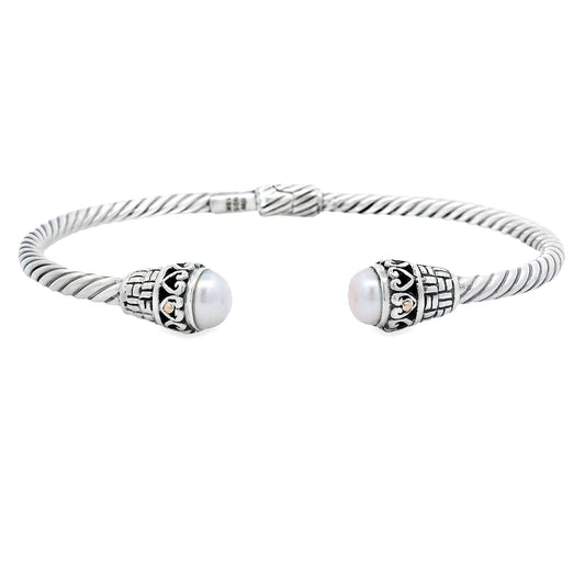 FW Pearl Bangle Bracelet Sterling Silver 18KT Gold